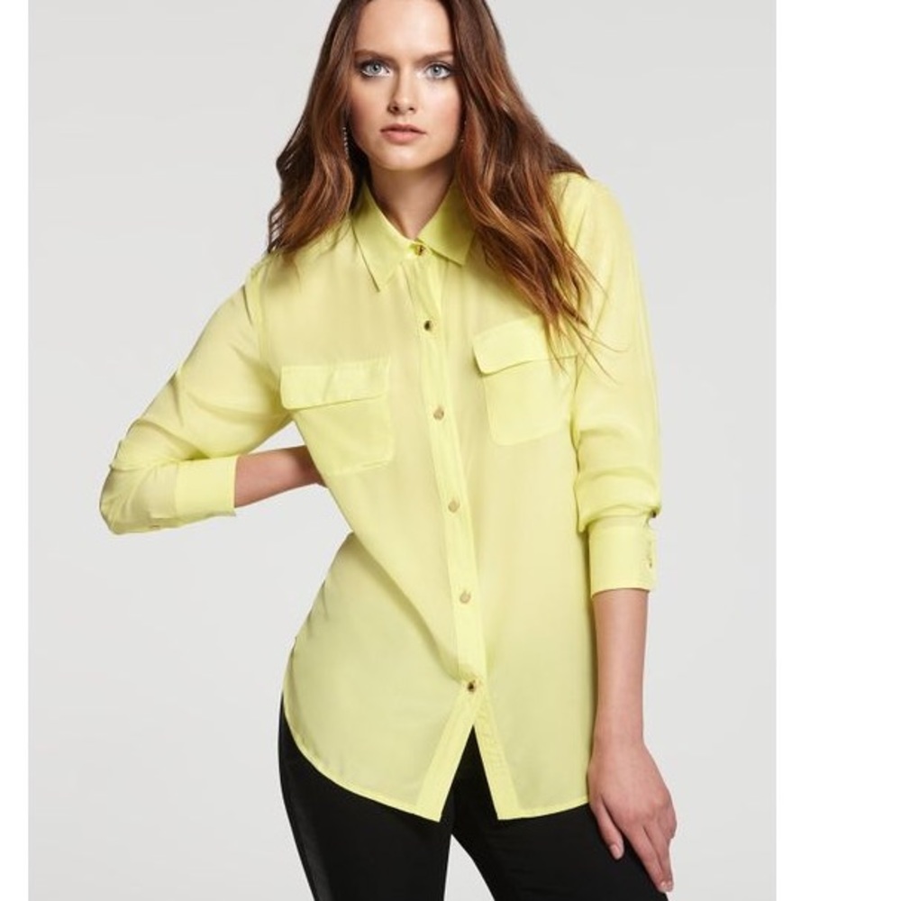 Juicy Couture Silk Button down blouse lime sz 6